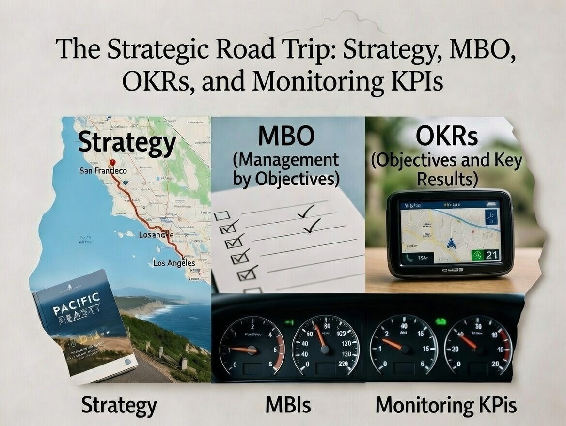 The Strategic Road Trip: Strategy, MBO, OKRs, and Monitoring KPIs